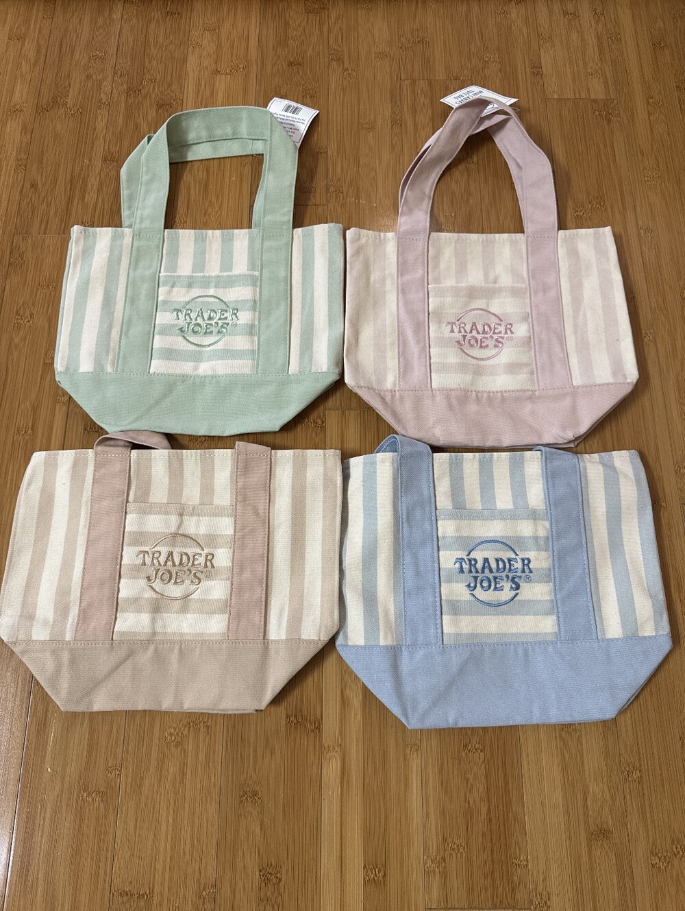 New Pastel Stripe Canvas Bags Set Trader Joes